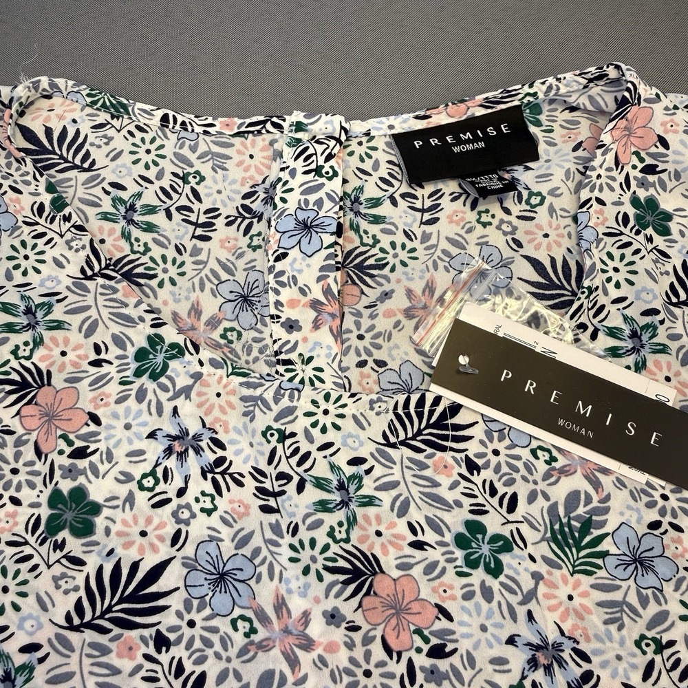 PREMISE WOMAN Casual Blouse Top Women's 3X‎ Floral Scoop Neck Short Sleeve Top